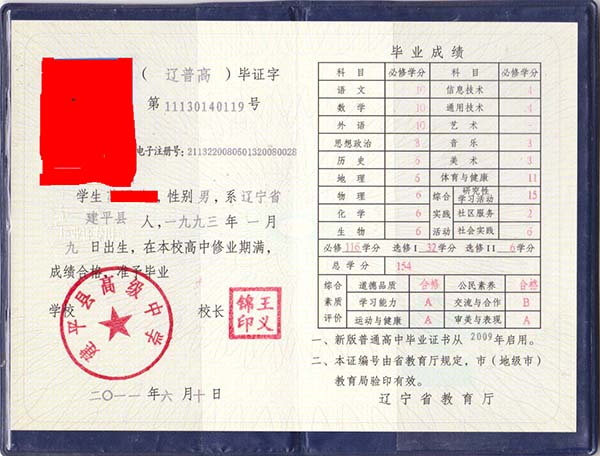 PS高中畢業證復印件