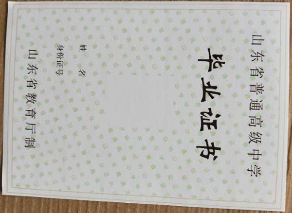 山東省2004高中畢業證樣本