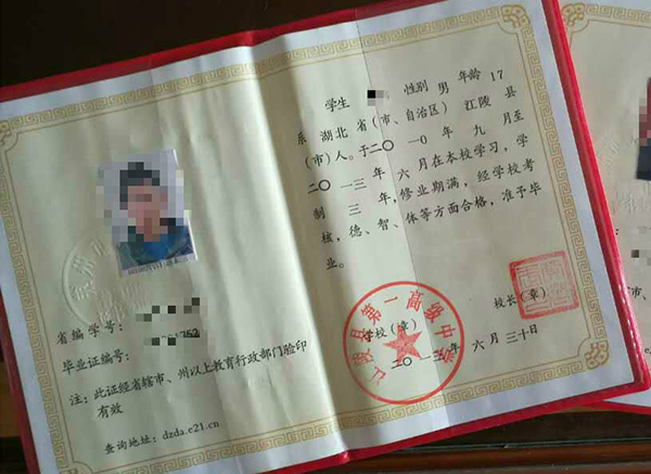 湖北省咸寧市溫泉高中畢業(yè)證