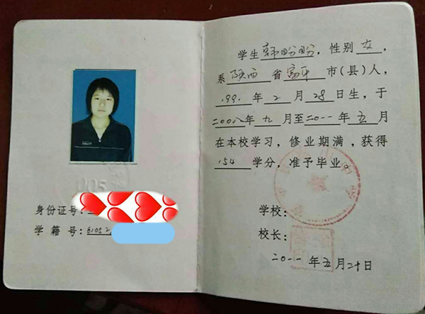  陜西省高中畢業證復印件圖片_模板