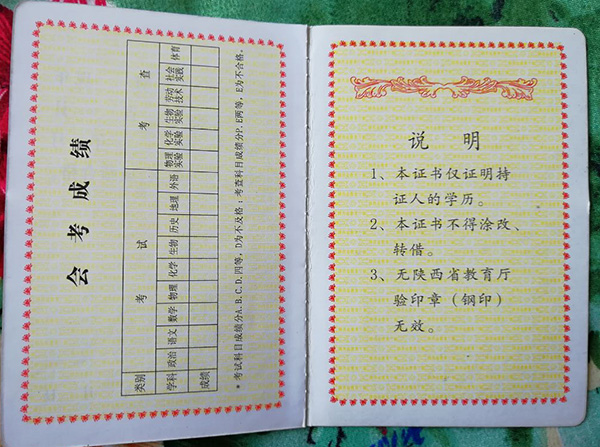 鎮(zhèn)安縣2000年高中畢業(yè)證成績(jī)單