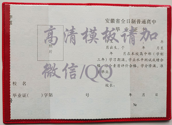 肥東第一中學高中畢業證內頁