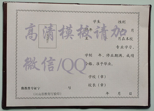 河南省2003年中專畢業證