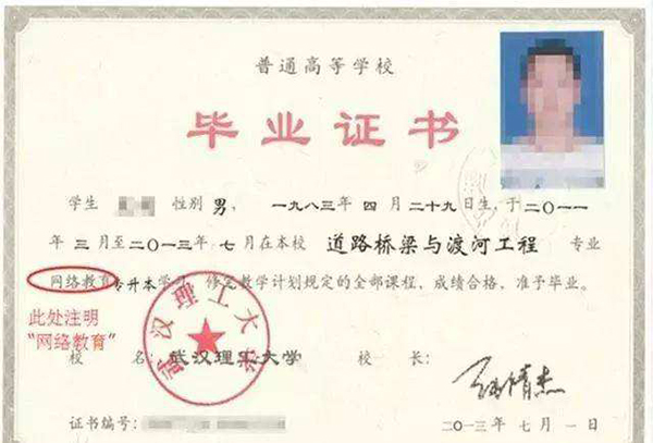 全日制大專畢業(yè)證樣本「高清圖片」