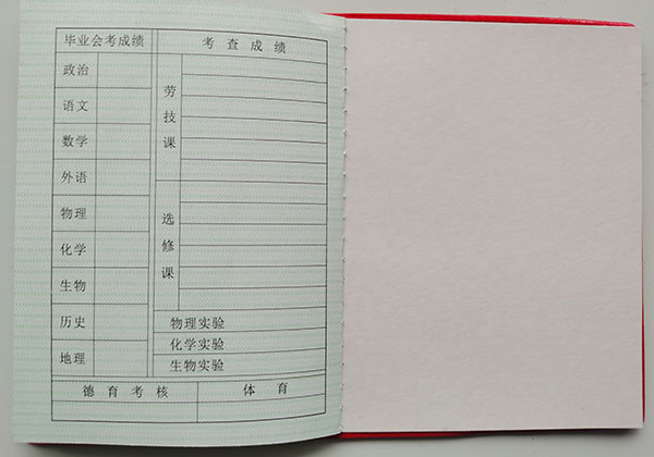 廣東省2006年高中畢業證成績單