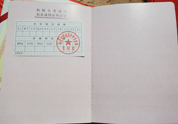 邯鄲冀南中學高中畢業證成績單