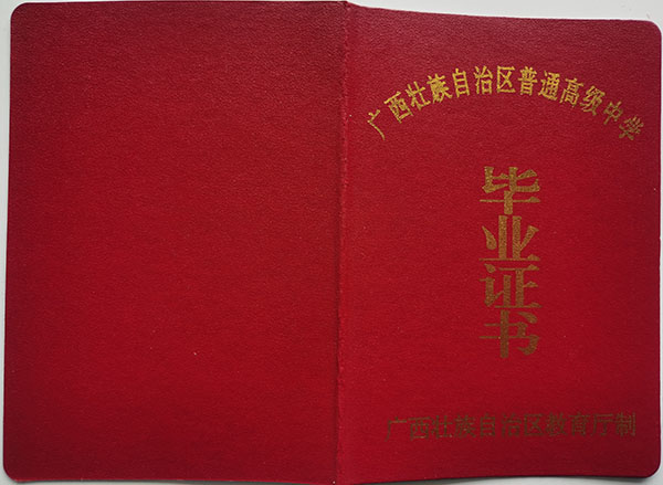 賓陽縣開智中學2009年高中畢業證封皮